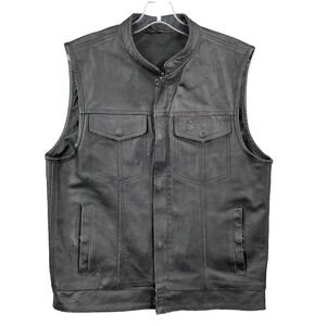 Event 100% Leather Vest Men Large Motorcycle Moto Rocker Y2K Grunge Western 90's